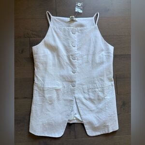Rachel Zoe Elegant Linen Blend Strappy Vest Top in White - Size S